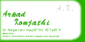 arpad komjathi business card